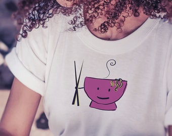 Happy Ramen Bowl Shirt, ramen lover, ramen noodles, asian food shirt, foodie shirt, ramen gifts, chopstick shirt, ramen art, ramen bowl