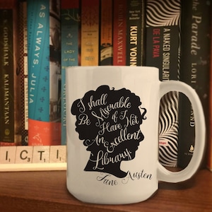 Jane Austen quote about books mug Jane Austen gift ideas, Jane Austen picture, Jane Austen mug, Book lover mug, Book nerd mug classic author
