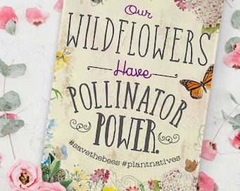 Pollinate garden flag, Native plant garden, Pollinator sign, Spring summer garden flags, Vintage summer garden décor, Pardon our weeds flag