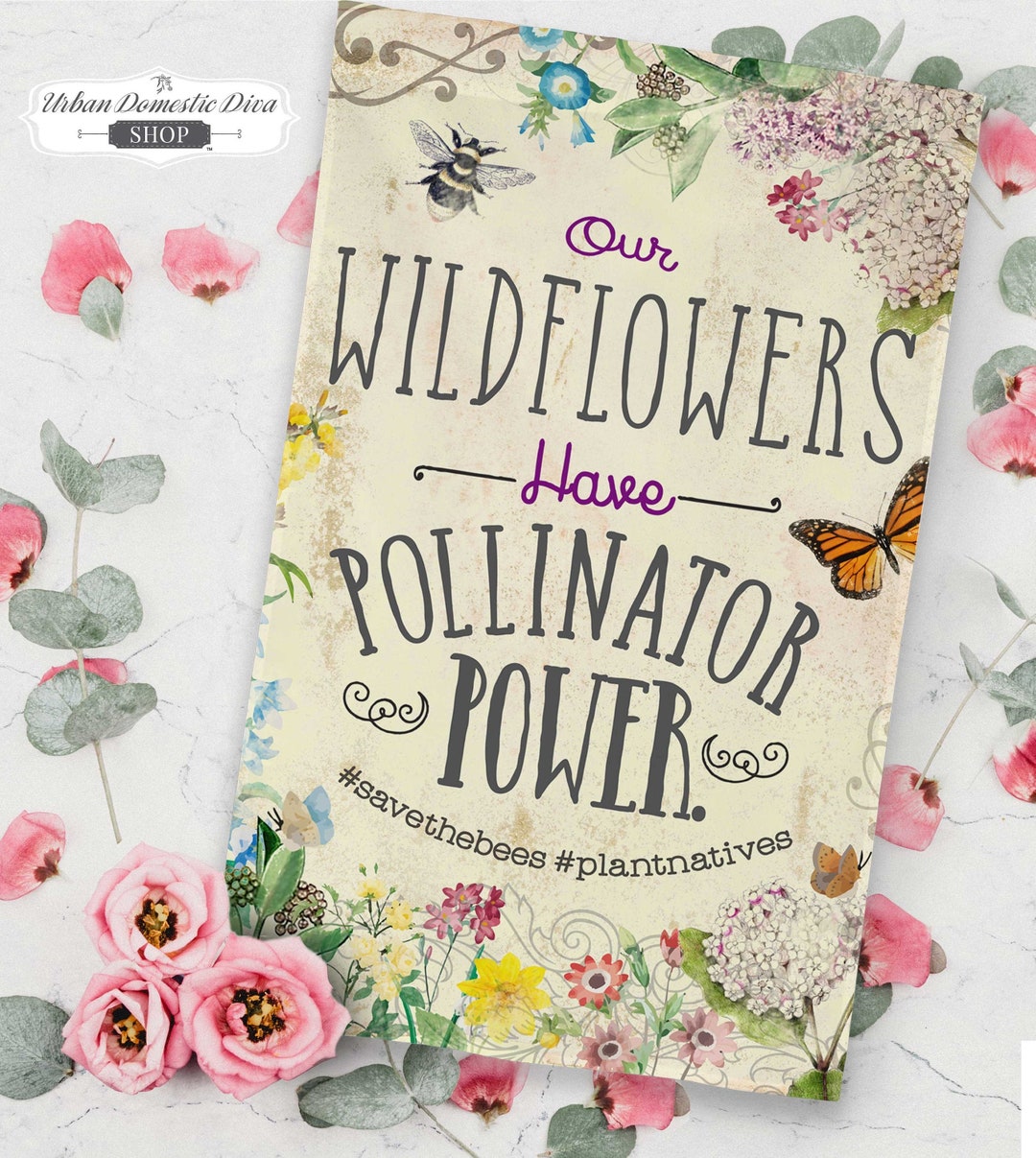 Pollinate Garden Flag, Native Plant Garden, Pollinator Sign, Spring ...