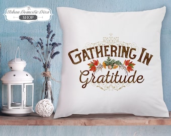 Thanksgiving pillow, Gratitude fall leaves design, Thanksgiving decor, Thanksgiving throw pillows, Fall pillow covers, Autumn throw pillows