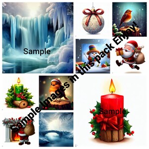 e card scene di cartoline di Natale, pupazzo di neve di Natale, Babbo Natale, clipart di paesaggi, 10 file di alta qualità e 10 esempi di clip art, inverno, creazione di cartoline elettroniche