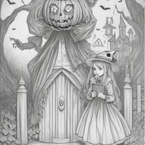 Halloween Witch Coloring Page: AI-Generated Art (Digital Download)