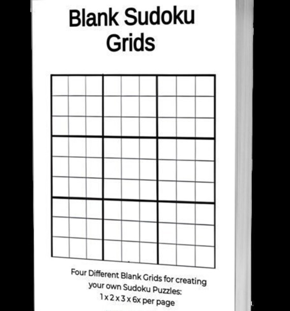 Printable blank sudoku grids: 4 sizes (pdf download) - etsy