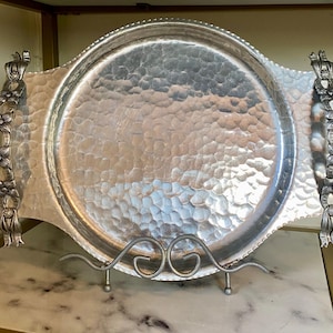 Vintage Rodney Kent Hammered Aluminum Tray w/Handles 1950’s