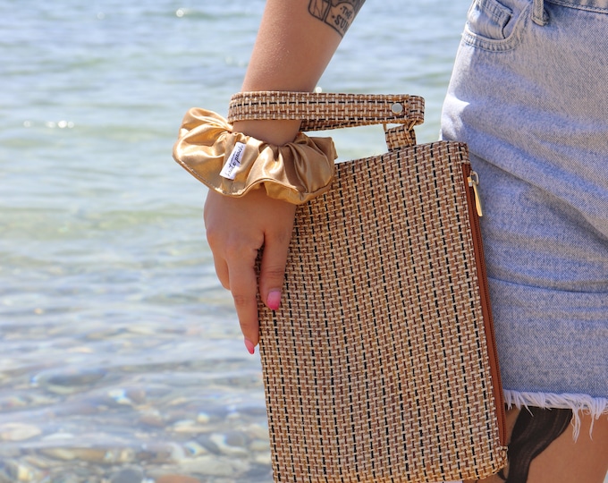 Glitter Wicker Clutch