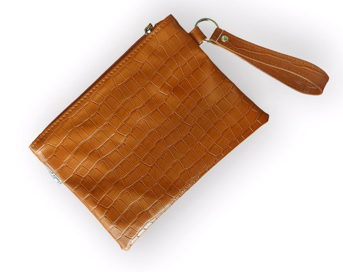 Brown Croco Clutch