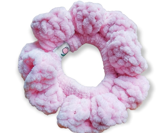 Pink Velvet Knitted Scrunchy