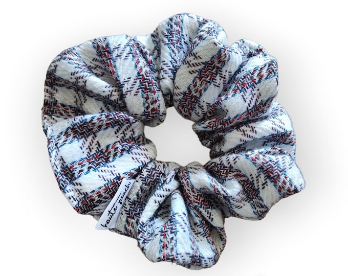 Cream Plaid Scrunchy