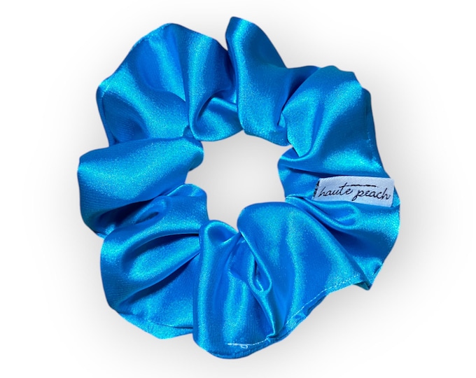 Blue Satin Scrunchy