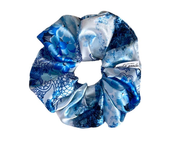 Blue China Satin Scrunchy