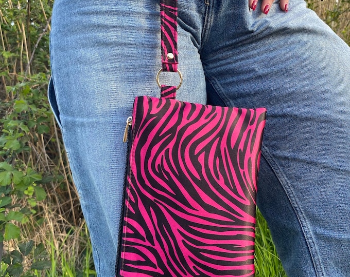 Zebra Fucshia Clutch