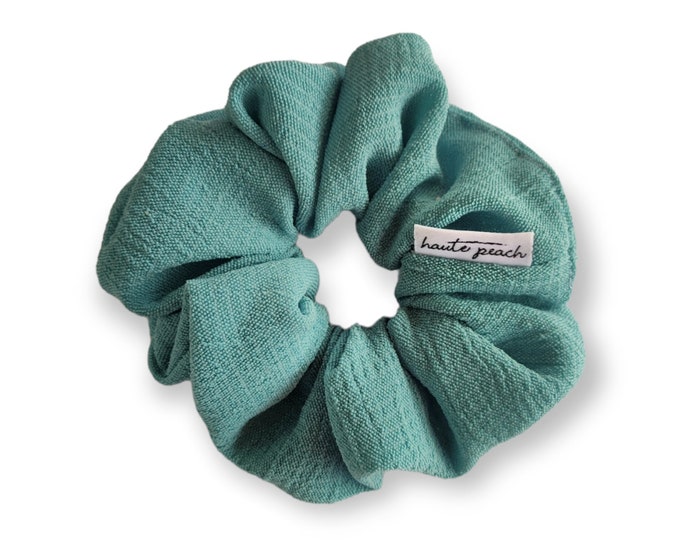 Teal Linen Scrunchy