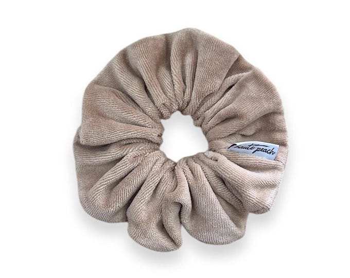 Beige Velvet Scrunchy