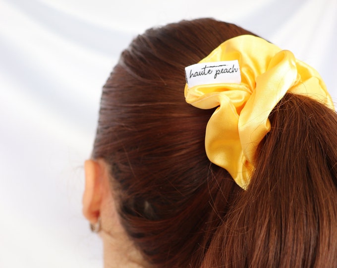 Yellow Satin Scrunchy