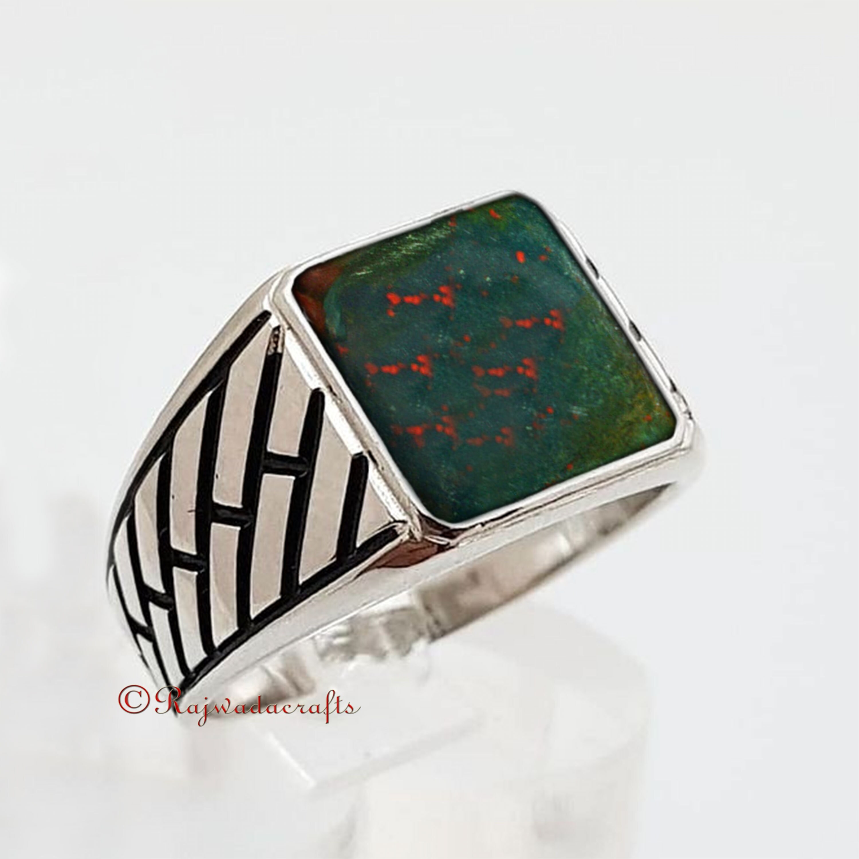 Bloodstone Ring Bloodstone Mens Ring 925 Silver Ring Etsy