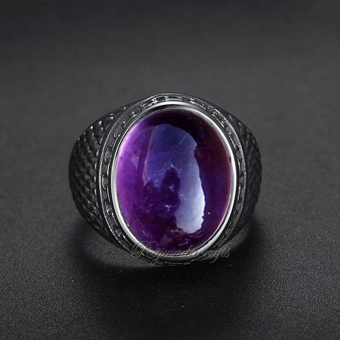 Mens amethyst ring 925 sterling silver amethyst ring Etsy