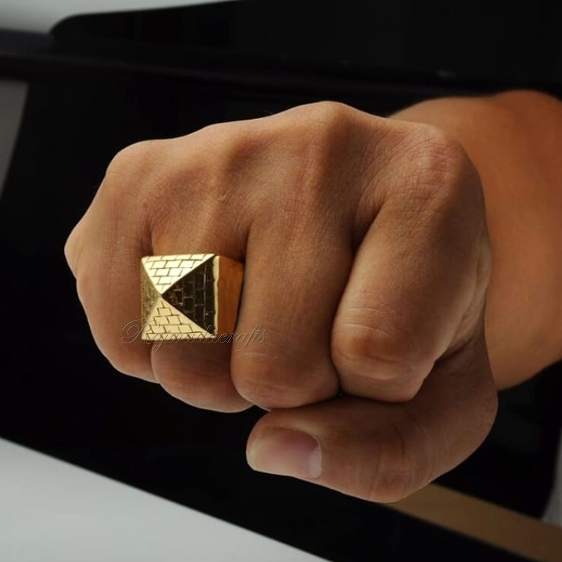 Pyramid Ring Gold Handmade Golden Pyramid Miniature Etsy