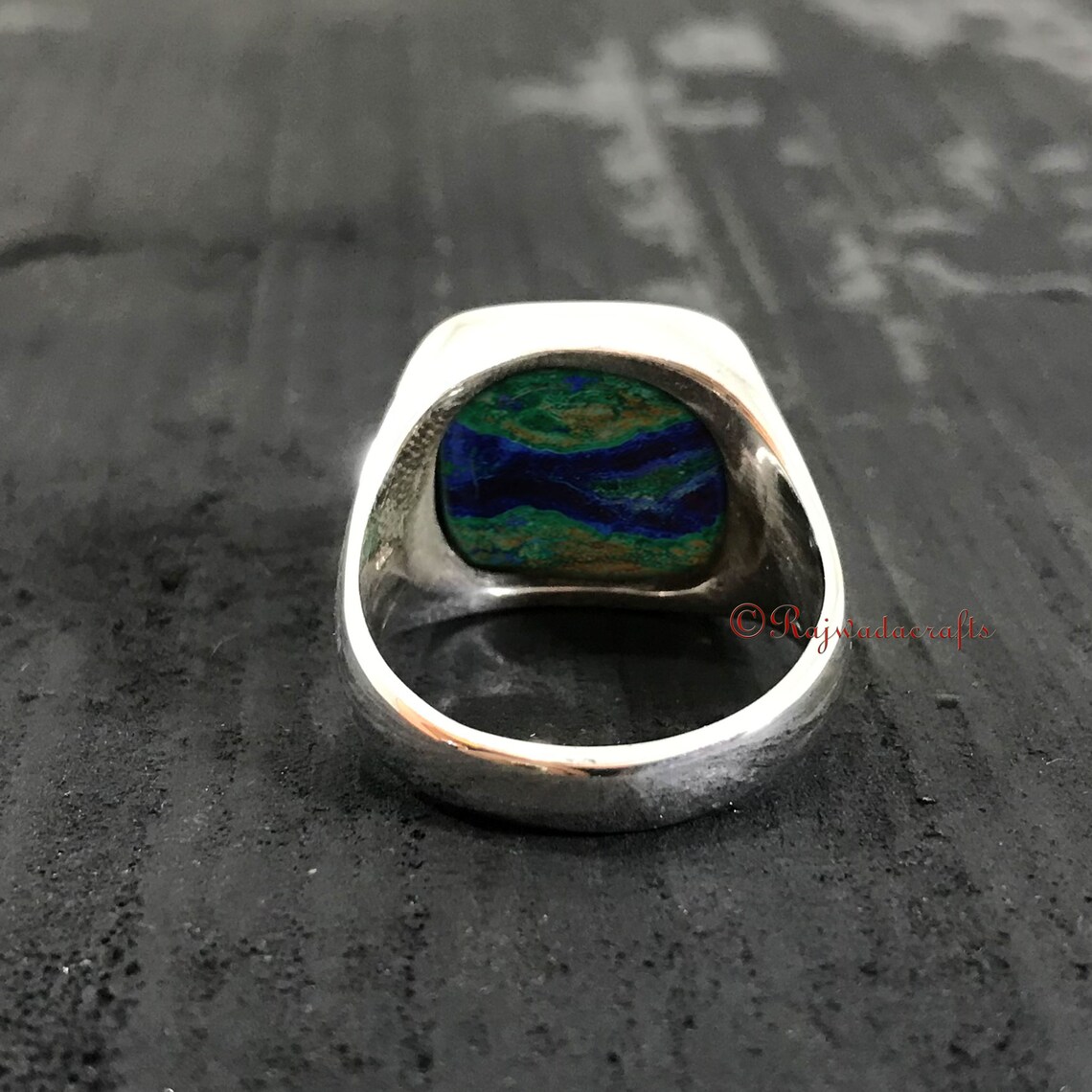 Men's Azurite Malachite Ring 925 Sterling Silver Azurite | Etsy
