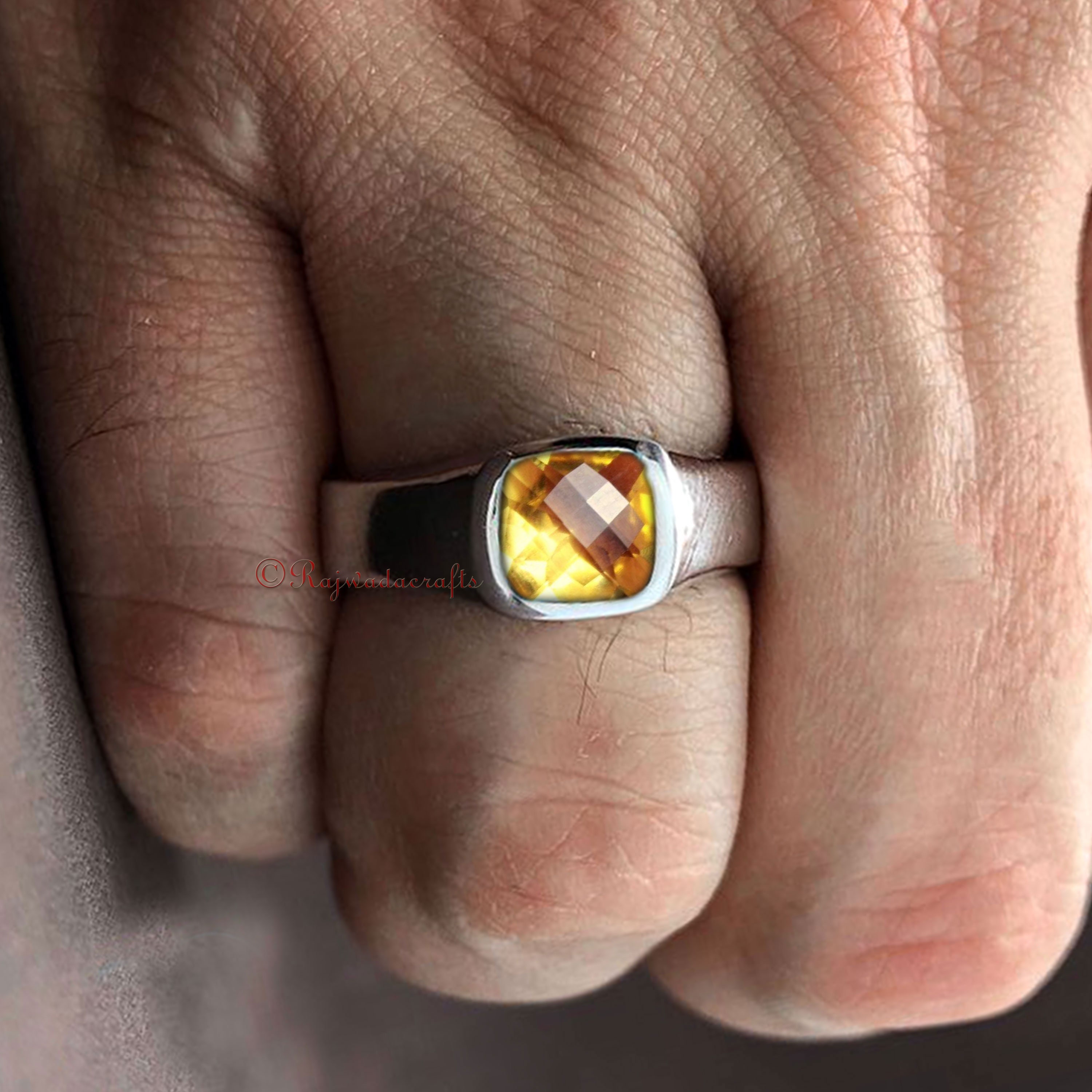 Natural Citrine ring 925 Sterling Silver Mens Ring Etsy