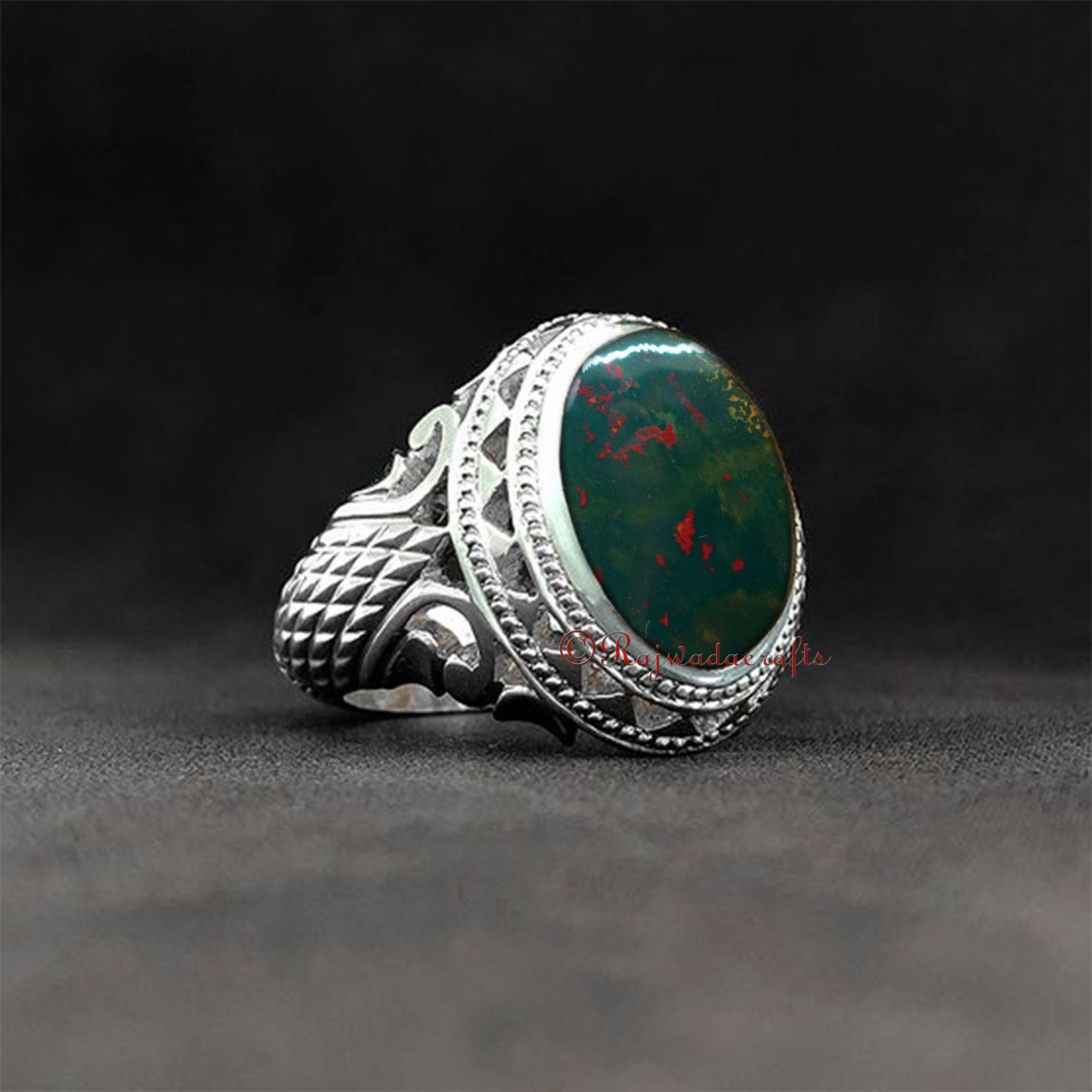 Natural Bloodstone Ring 925 Sterling Silver Bloodstone Etsy