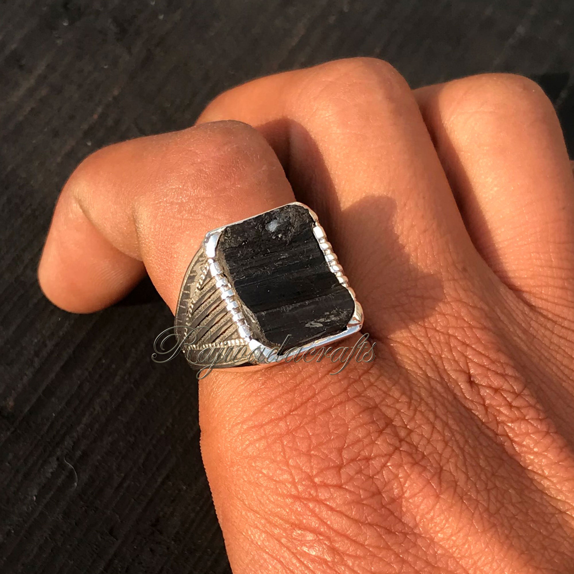 Black Tourmaline Ring 925 Sterling Silver Tourmaline Ring Etsy