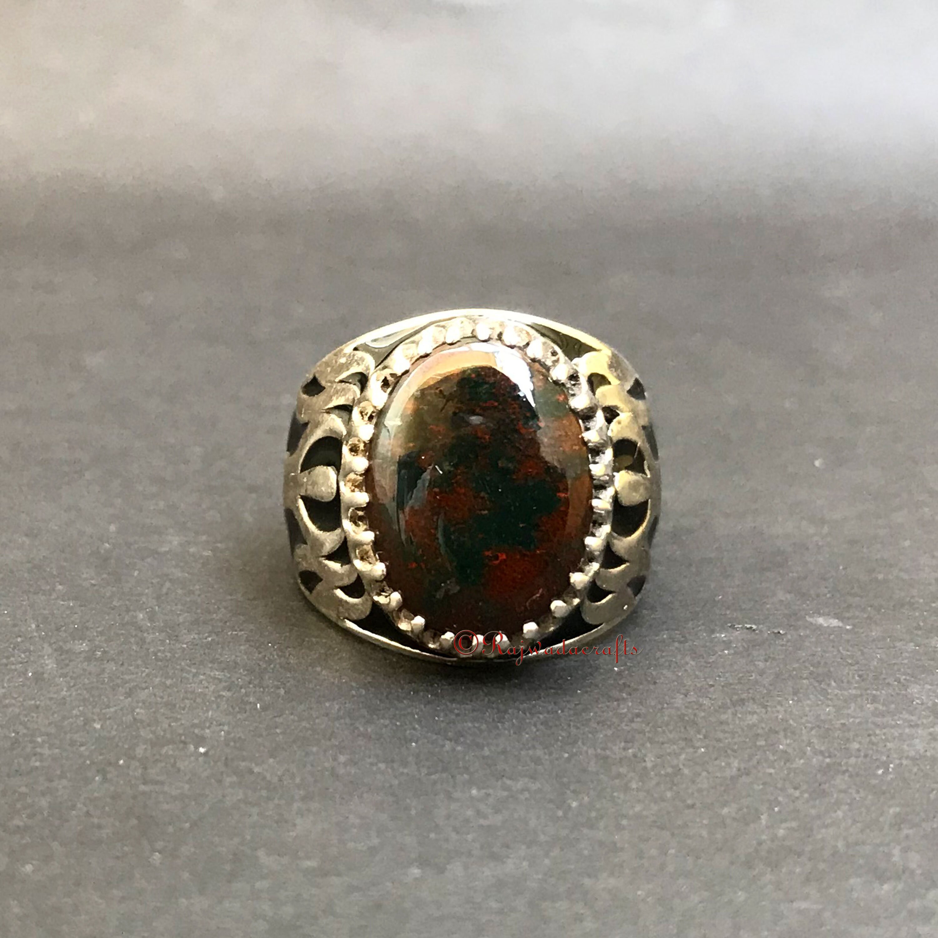 Bloodstone Ring Bloodstone Mens Ring 925 Silver Ring Etsy