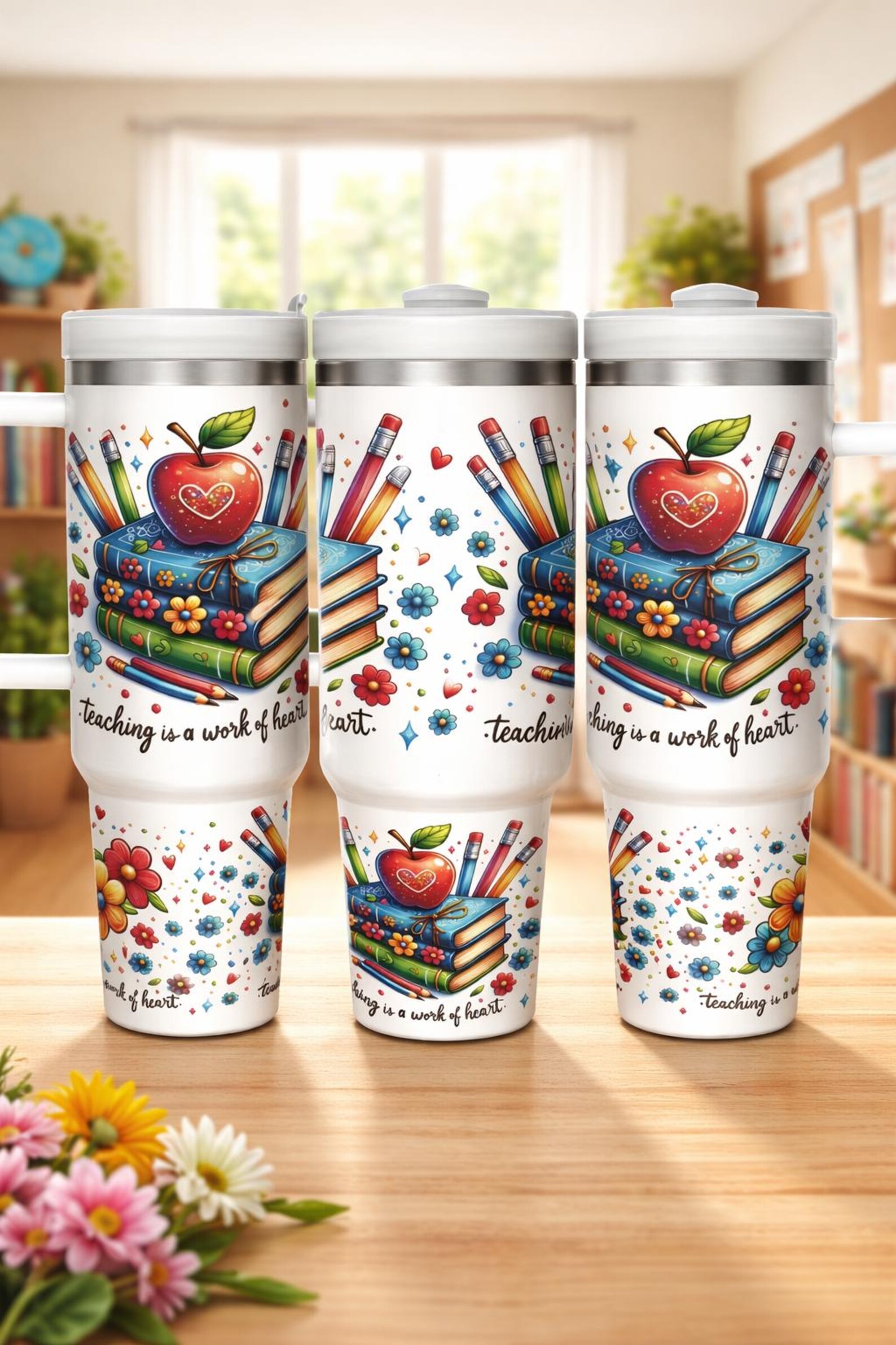 Teacher Gift Tumbler 40oz, Teaching is A Work of Heart Cup, Teacher ...