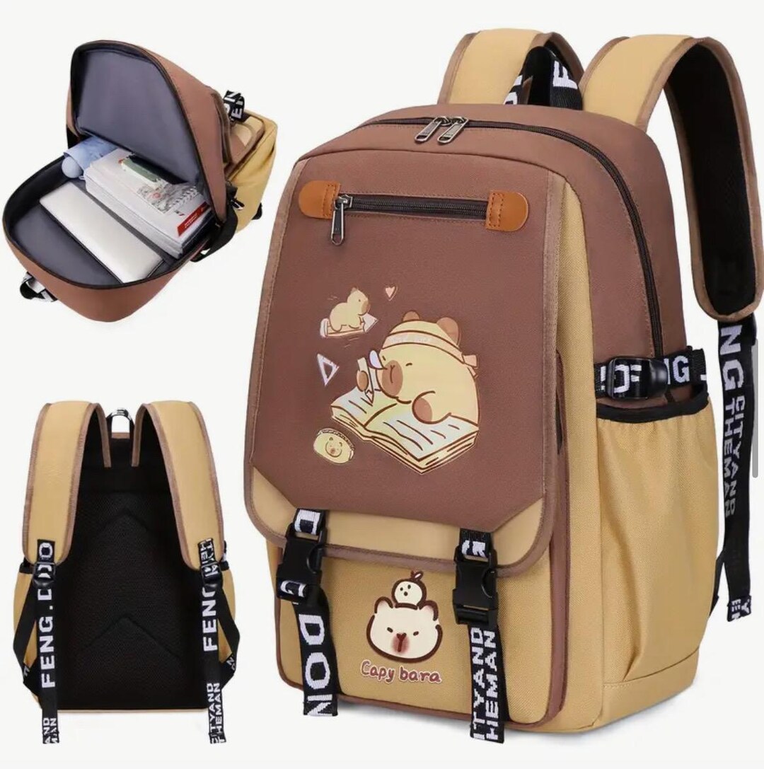 Capybara Print Backpack – Kawaii Style Large Capacity Bag - Etsy