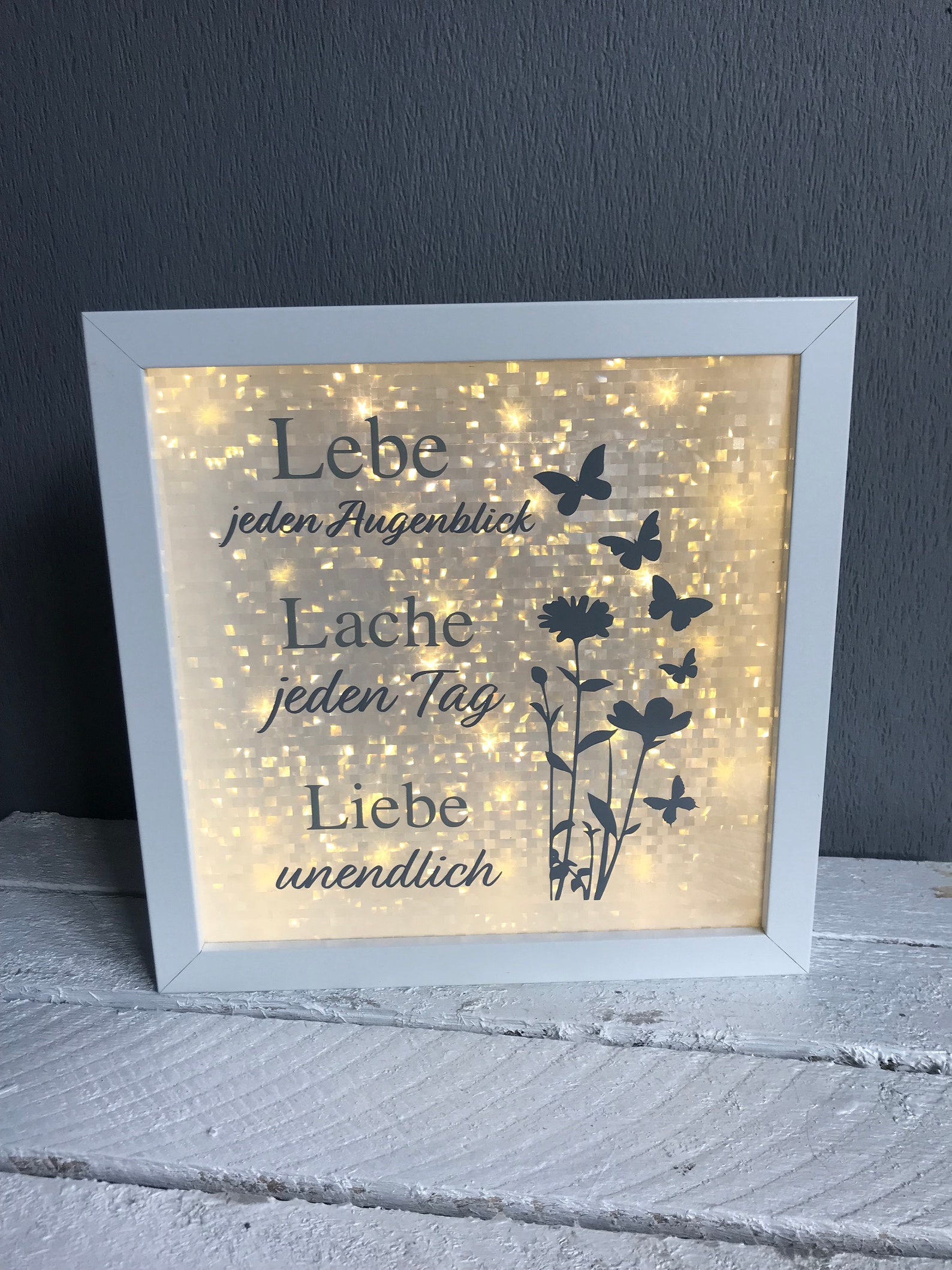 Beleuchteter Bilderrahmen mit Lebe Lache Liebe Spruch Etsy