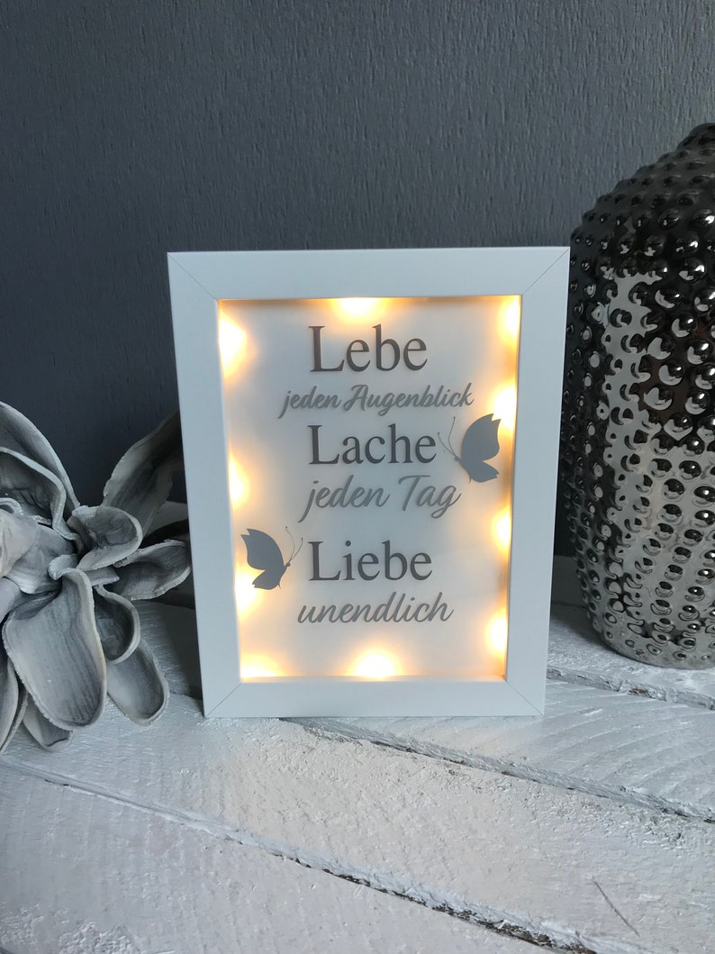 Beleuchteter Bilderrahmen mit Lebe Lache Liebe Spruch Etsy