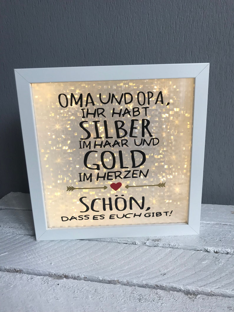 Beleuchteter Bilderrahmen mit Oma und Opa Spruch Geburtstag Etsy