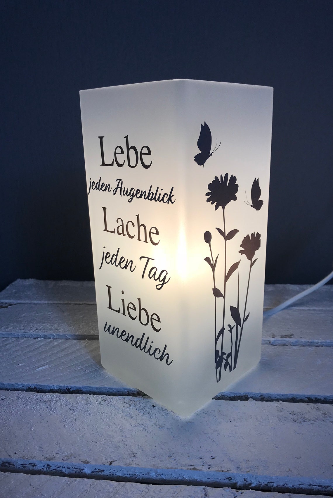 Lampe mit Lebe Lache Liebe Spruch Tischlampe deko Etsy