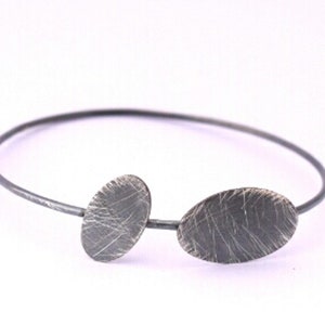 Oxidized silver bracelet, modern black bracelet,  rigid silver bracelet, unusual bracelet for every day, original silver bracelet for her
