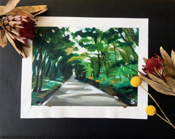 Critten Lane, Surrey Hills - Original Acrylic British Landscape on A4 Cotton Canvas Sheet Unframed