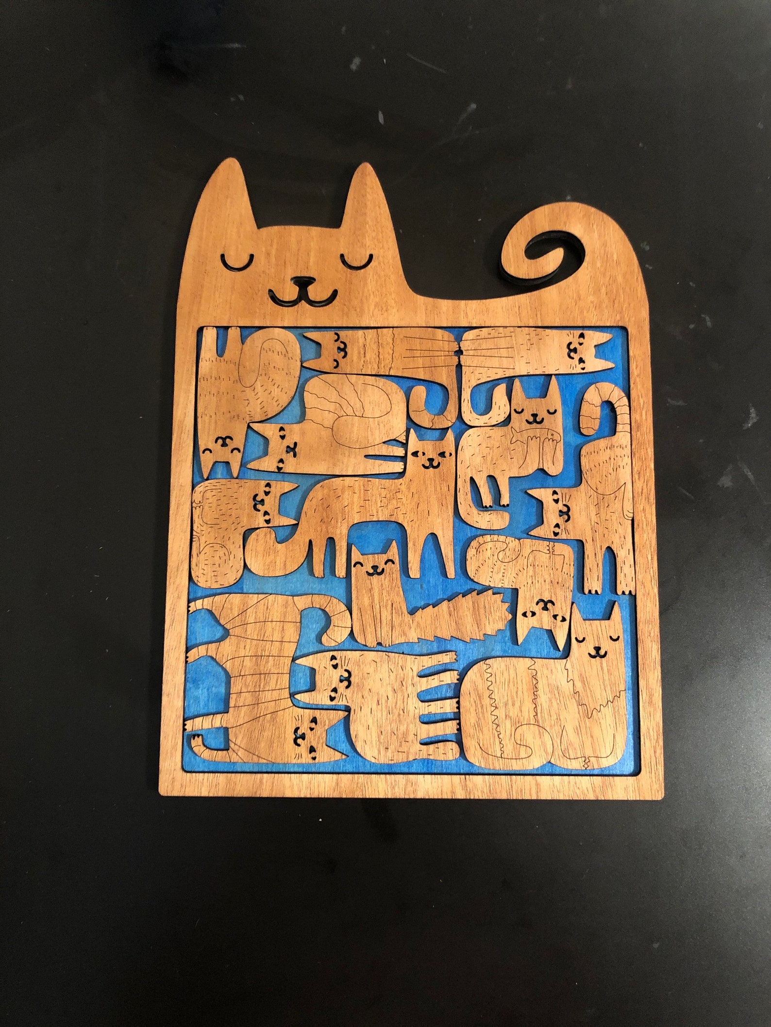 Wood Cat Puzzle for all ages Etsy