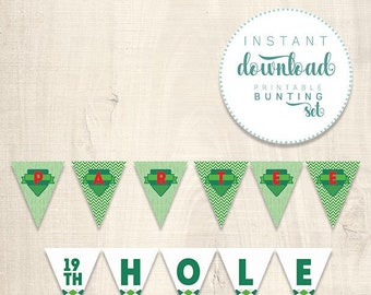 Golf Themed Party Printable Bunting - TWO  Sets - Golf Party - Golf Par Tee - Instant Download - Printable PDF