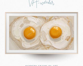 Sunny Side Up Frame TV Art | Brunch and Breakfast Eggs Minimalist Decor (Digital Download)