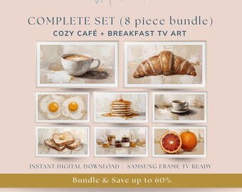 Cozy Café Brunch Art Bundle | 8 Piece Frame TV Digital Download