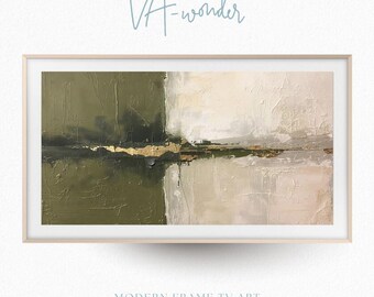 Olive Green Abstract Frame TV Art | Wabi Sabi Organic Neutral Decor (Digital Download)