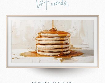 Pancakes and Syrup Frame TV Art | Cozy Kitchen Minimalist Decor (Digital Download)