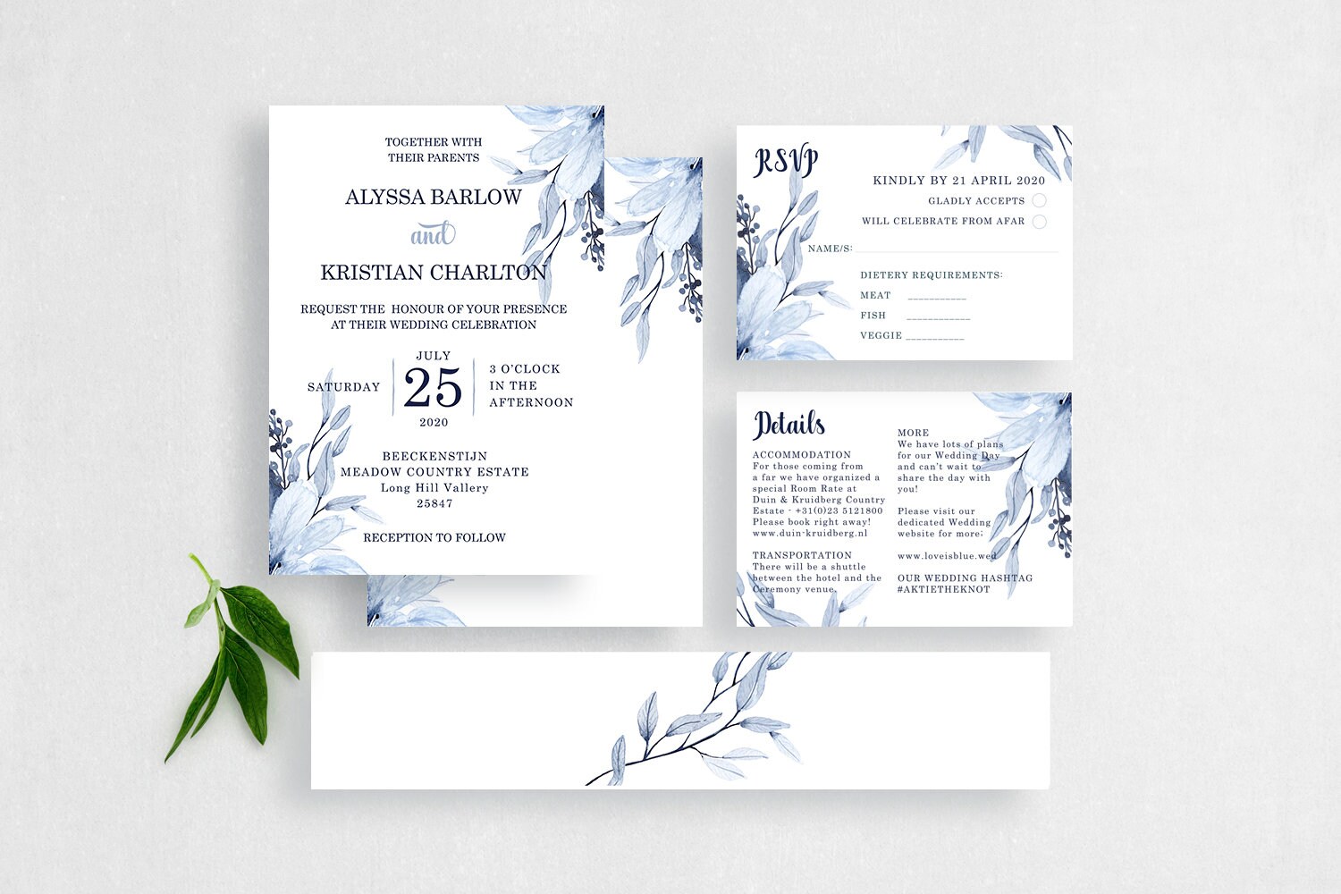 Navy Blue Wedding Invitations Printable Wedding Invitation | Etsy