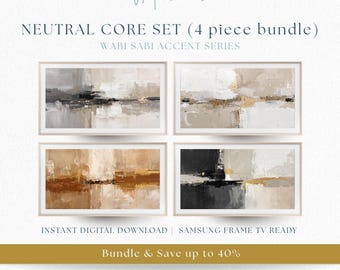 4 Piece Wabi Sabi Neutral Art Bundle, Beige Abstract Set (Digital Download)