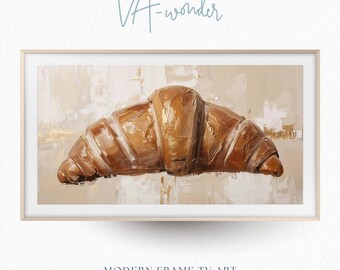 Croissant Frame TV Art | French Bakery Minimalist Decor (Digital Download)