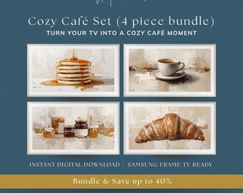 Cozy Café TV Frame Art Set | Brunch, Neutral Coffee (Digital Download)