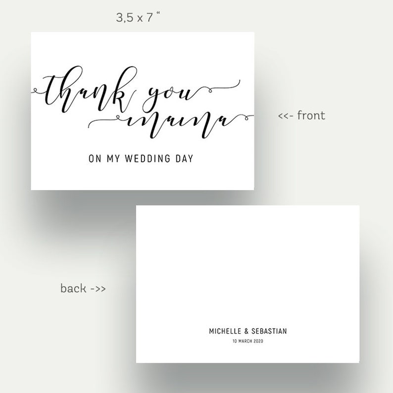 Modern Simplicity MSL101 Printable Thank you Cards Thank You to Parents Editable Card Template Set