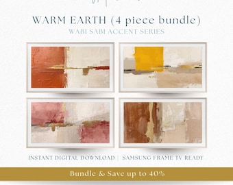 Warm Earth Abstract Frame TV Art Bundle, Wabi Sabi Minimalist Decor (Digital Download)