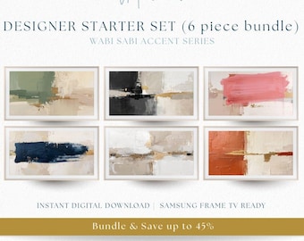 6 Piece Wabi Sabi Frame TV Art Bundle, Abstract Neutral Tones (Digital Download)