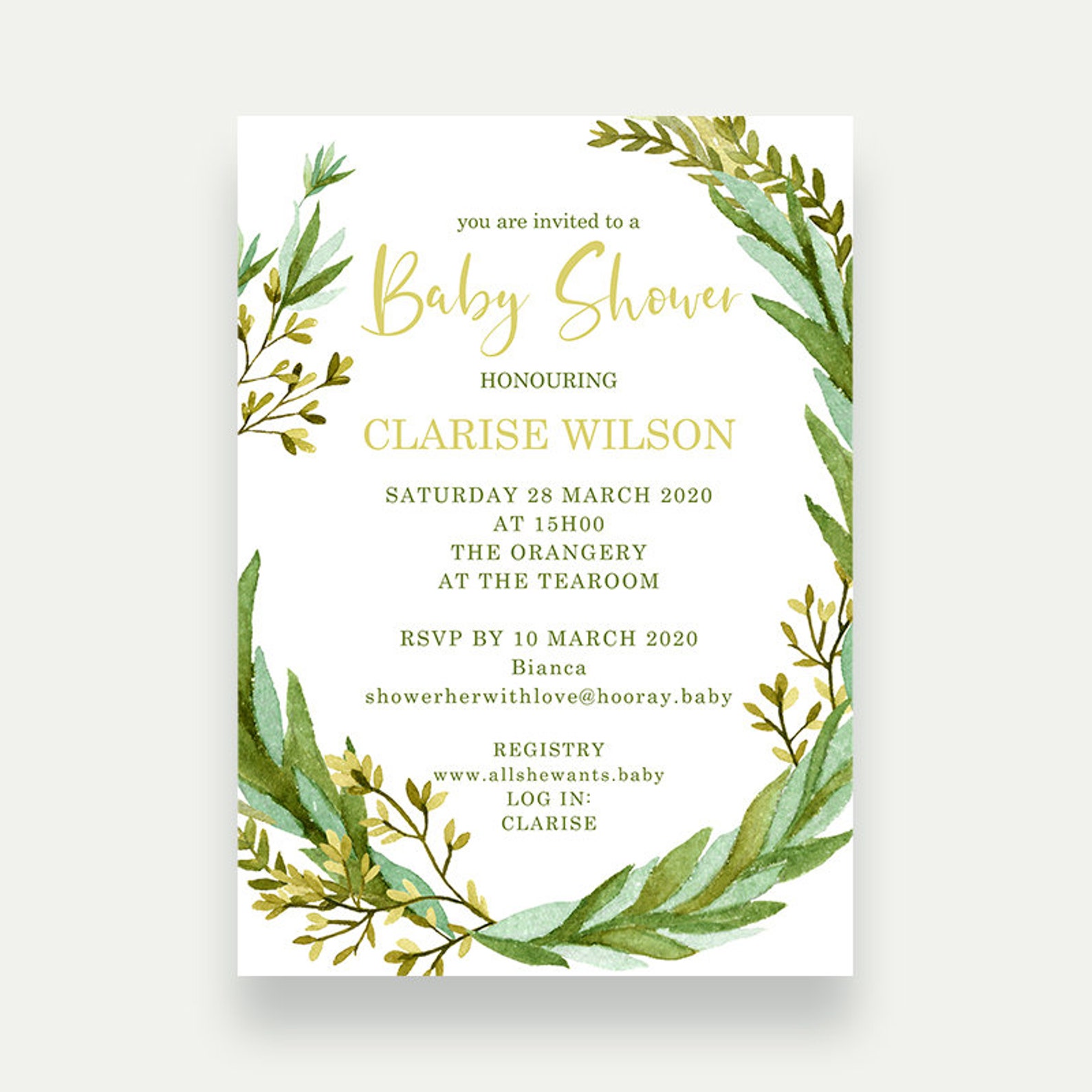 Garden Theme Baby Shower Invitations Gender Neutral Baby Etsy