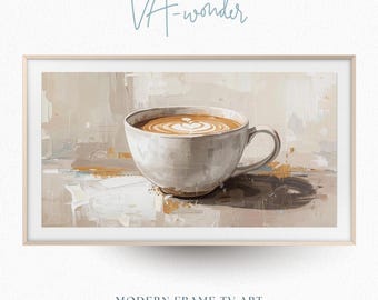 Cappuccino Frame TV Art | Latte Art Minimalist Decor (Digital Download)